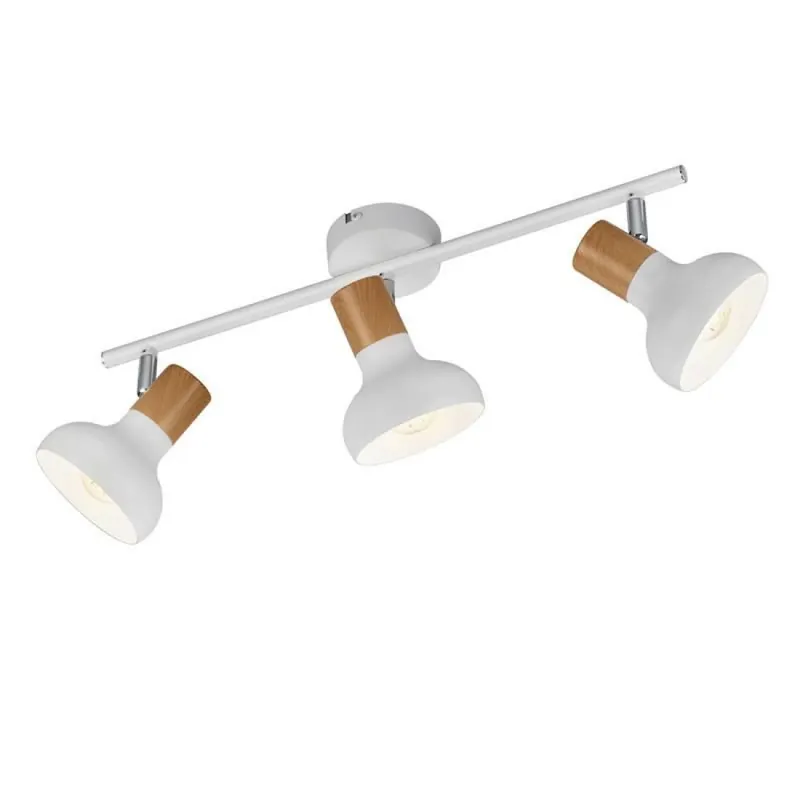Regleta de focos Latika 3L E14 madera y metal - Trio Blanco Novedad