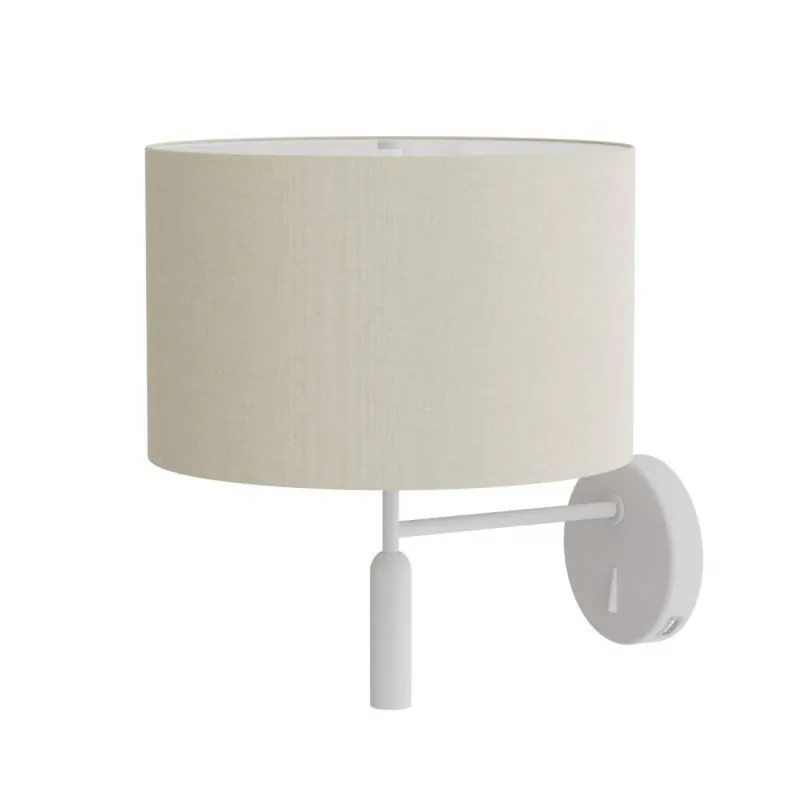 Aplique de pared Stylo E27 USB tela - Sulion Blanco Últimas Unidades