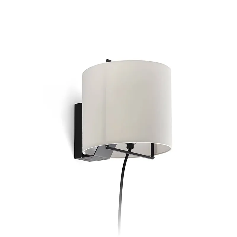 Alta Calidad Aplique de pared Lewit E27 tela - Luxcambra Blanco