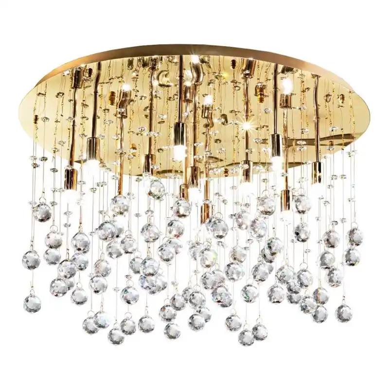 Ideal Lux - Plafón LED de cristal MOONLIGHT 12xG9/3W/230V pr.60 cm dorado Comprar En Línea
