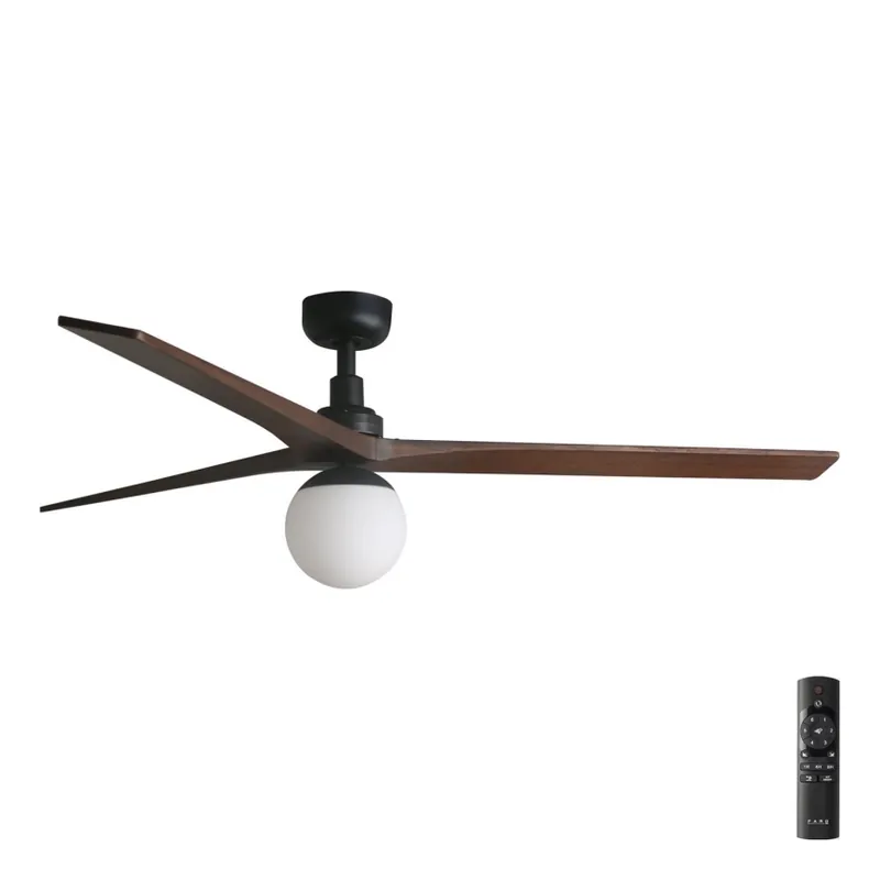 FARO 34276-11L - Ventilador de techo KLIM L 1xE27/15W/230V nogal/negro diá. 150 cm + control remoto Económico