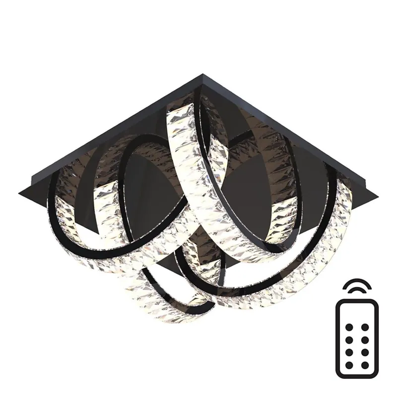 Zuma Line - LED Plafón de cristal regulable LED/23,5W/230V 2700-6000K negro + control remoto Popular
