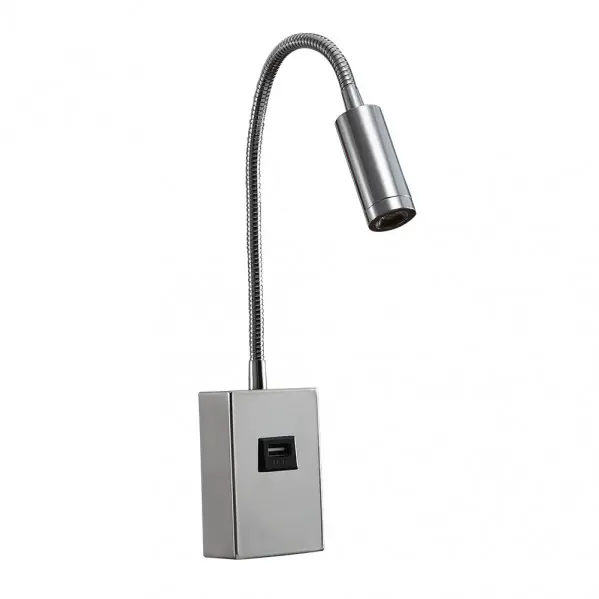 Garantía De Devolución De Dinero Aplique 3w 4000k Capote Cromo C/usb E Interrupt. 285lm 43x6x4 Cm Articulab. Y Orientab.