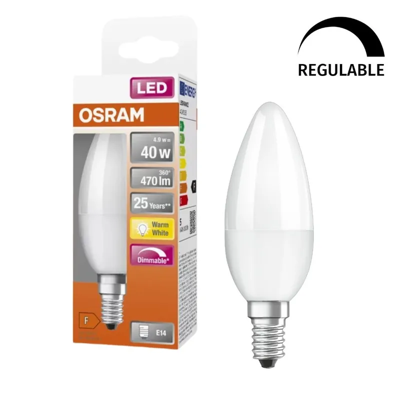 Gran Oferta LAMPARA VELA LED REGULABLE E14 5W 2700K SUPERSTAR OSRAM