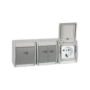 BASE DE SUPERFICIE PARA 3 ELEMENTOS HORIZONTAL SIMON 44 AQUA GRIS Oferta Limitada
