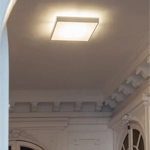 Plafón de techo LED Linea - Milán - Forma cuadrada, color blanco Última Versión