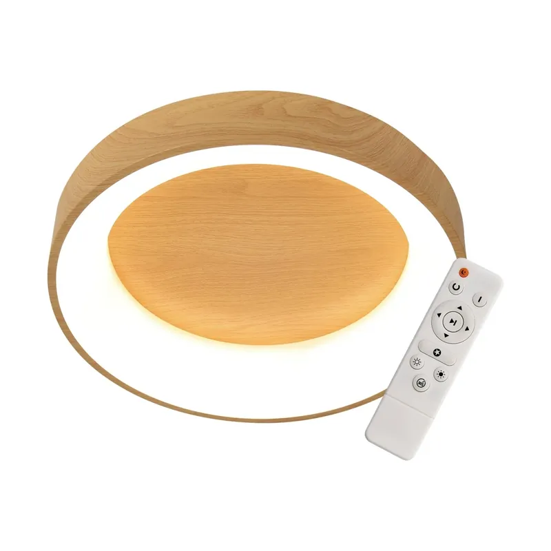 PLAFÓN LED 46 W REGULABLE CON MANDO IMITACIÓN MADERA HARALD Económico