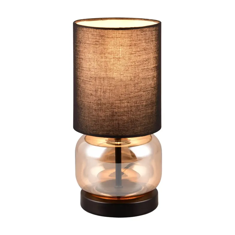 LÁMPARA DE MESA BASE DE CRISTAL ÁMBAR E27 ELISEO Compra Hoy