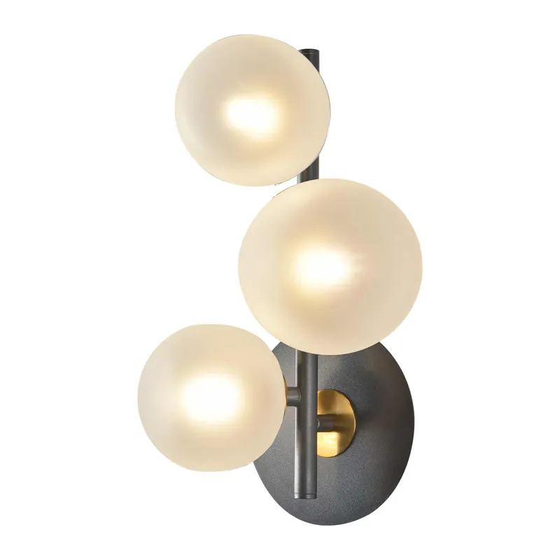 APLIQUE DE PARED 3 LUCES HIERRO NEGRO TULIPA BLANCA NICOLETTA Alta Calidad