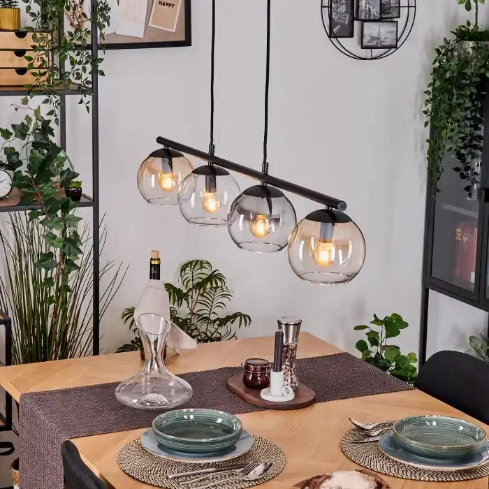 Koyoto Lámparas suspendidas, Luminarias esféricas, Lámparas colgantes Colores ámbar, Transparente, Ahumado, 4 luces Certificado