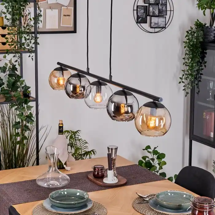 Últimas Unidades Koyoto Lámparas suspendidas, Luminarias esféricas, Lámparas colgantes Colores ámbar, Cromo, Transparente, Ahumado, 5 luces