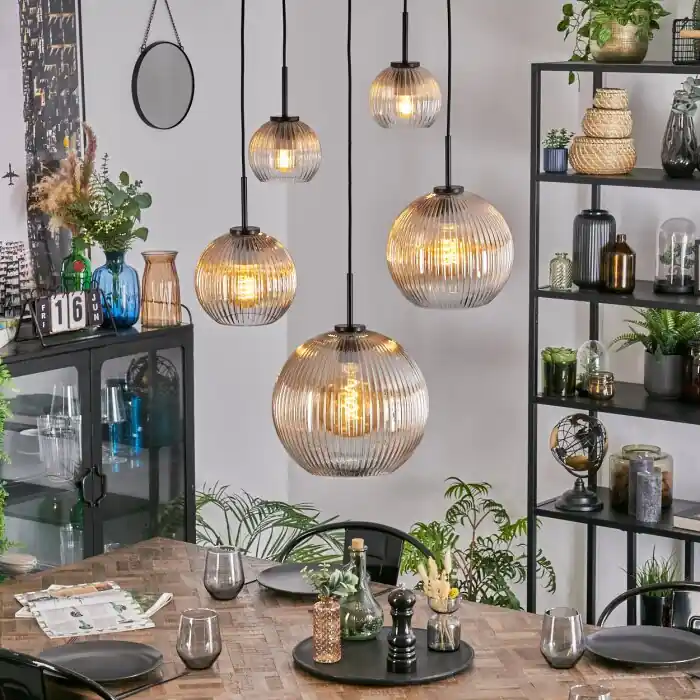 Última Oportunidad Koyoto Lámparas suspendidas, Luminarias esféricas, Lámparas colgantes Colores ámbar, Transparente, 5 luces