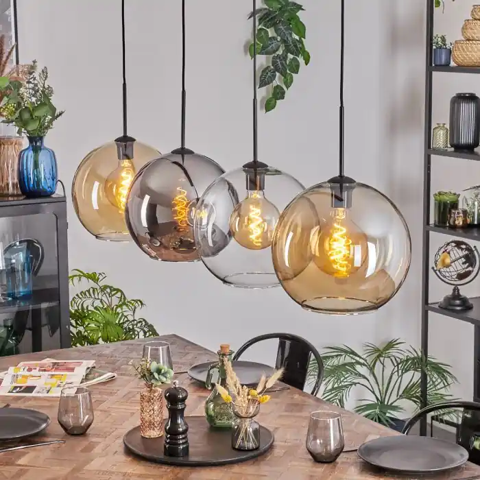 Ordena Ya Koyoto Lámparas suspendidas, Luminarias esféricas, Lámparas colgantes Colores ámbar, Transparente, Ahumado, 4 luces