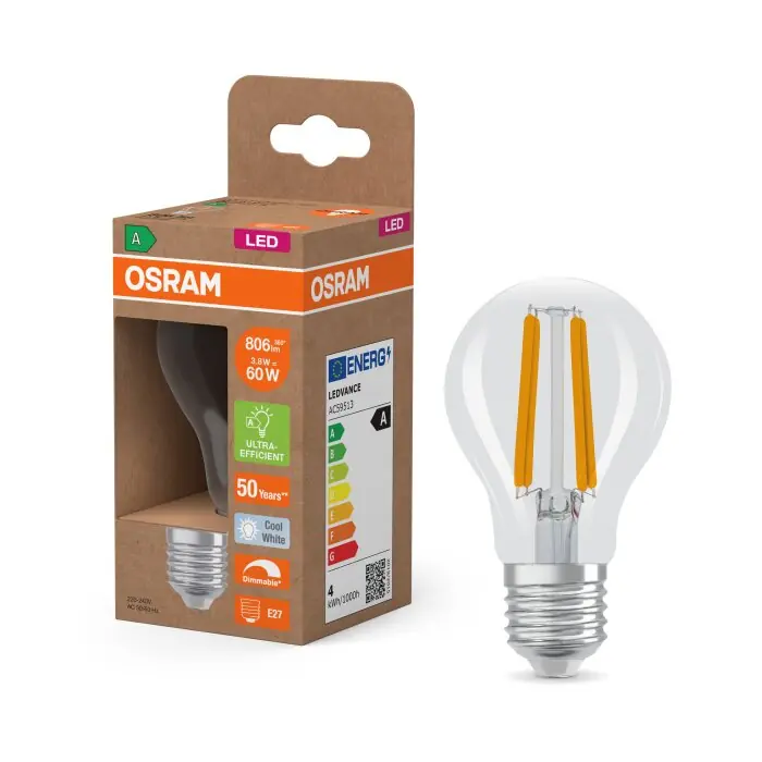 Lámparas Osram E27 3.8 Watt blanco neutro regulable 806 Lumen Promoción Exclusiva