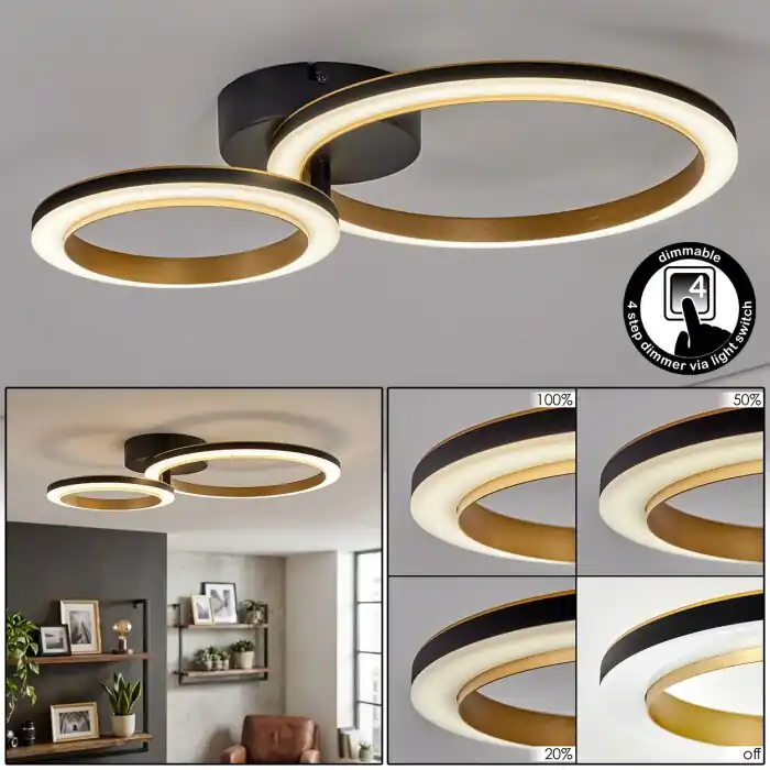 A Buen Precio Tulor Plafones LED Negro, 1 luz