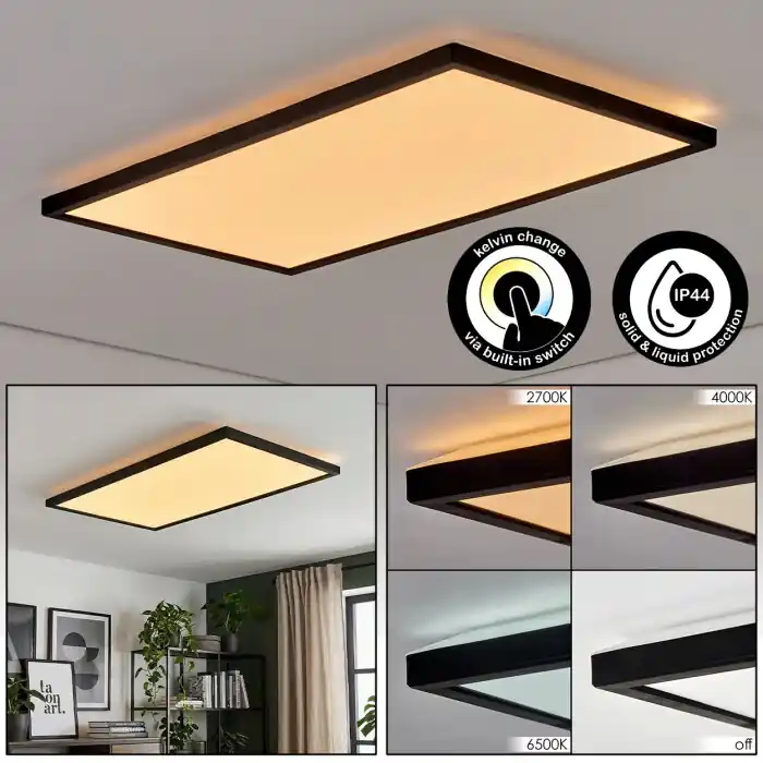 Zuren Plafones, Panel LED Negro, 1 luz Disponible Ahora