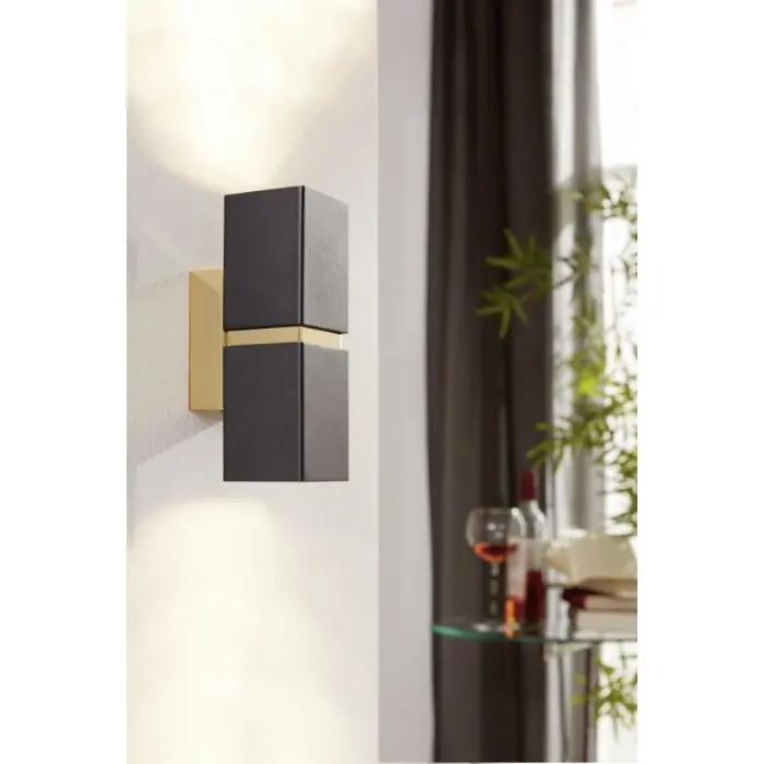 Eglo PASSA Aplique LED dorado, Negro, 2 luces Económico