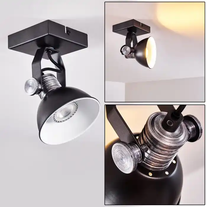 Gudo Lámpara de Techo Negro, Plata, 1 luz Precio Rebajado