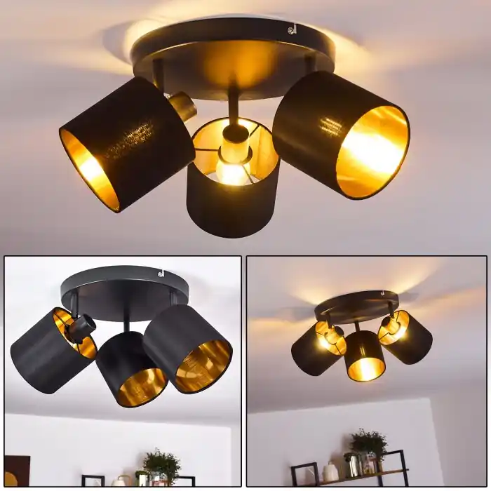 Entrega Rápida Alsen Lámpara de Techo Negro, 3 luces