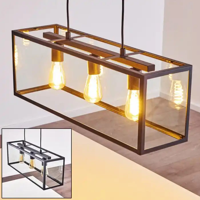 Moatize Lámpara Colgante Negro, 3 luces Entrega Rápida