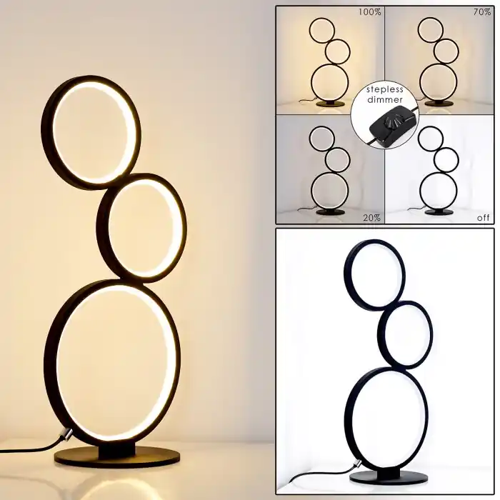 Rodekro Lámpara de Mesa LED Negro, 1 luz Popular