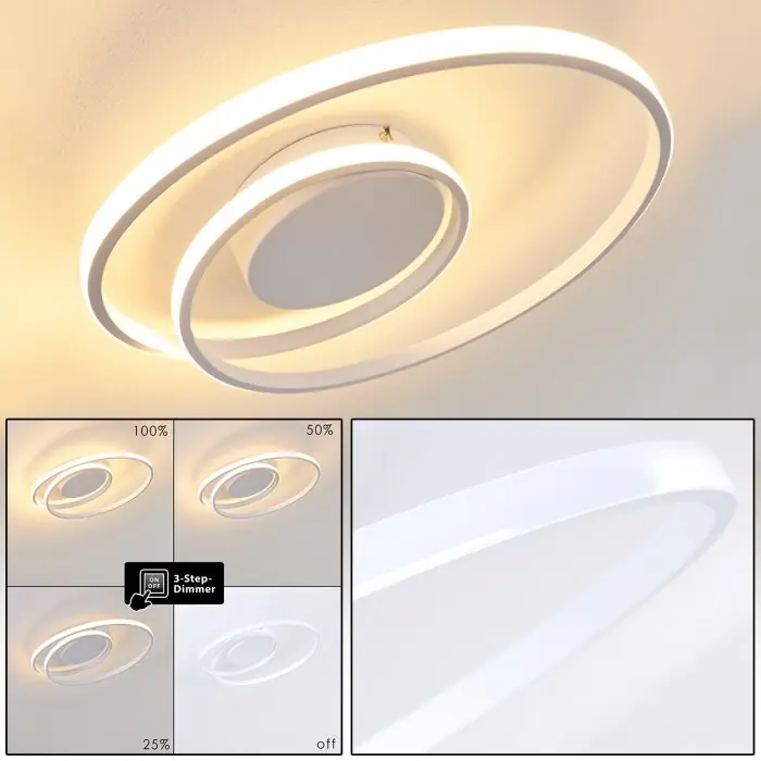 Leksund Lámpara de Techo LED Blanca, 1 luz Última Versión