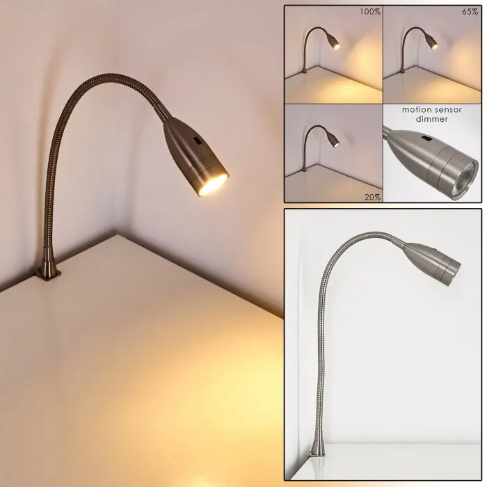 Favorito De Clientes Alsea Lámpara de cama LED Níquel-mate, 1 luz, Sensor de movimiento