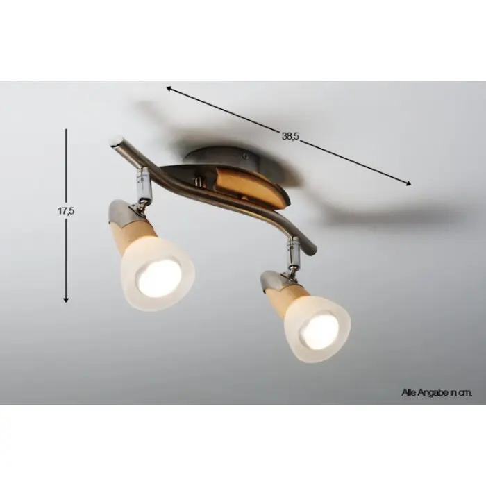 Globo LORD Foco de techo Madera clara, Níquel-mate, 2 luces Devolución Gratuita