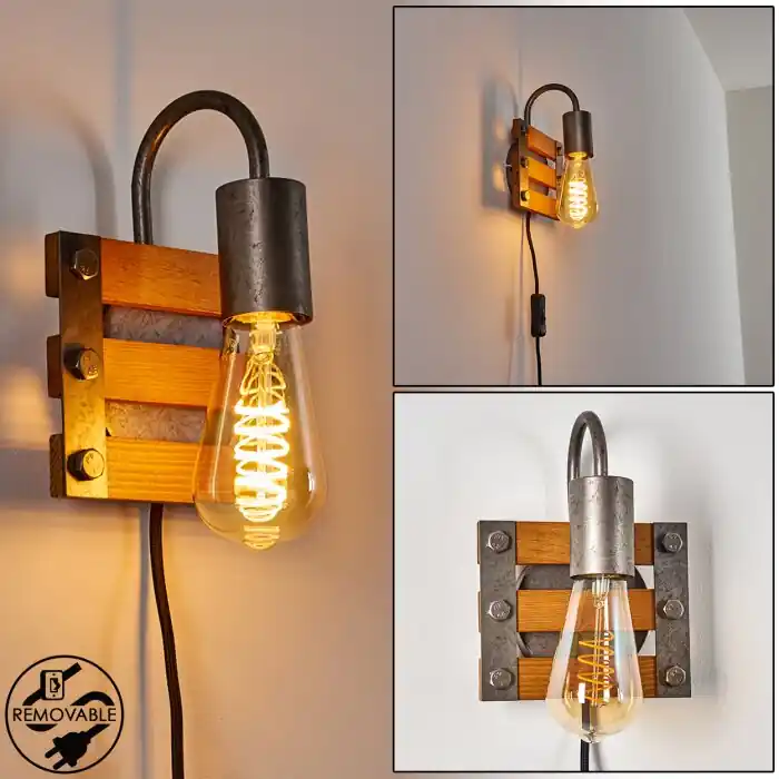 Venta Final Mallard Aplique Madera clara, Plata, 1 luz