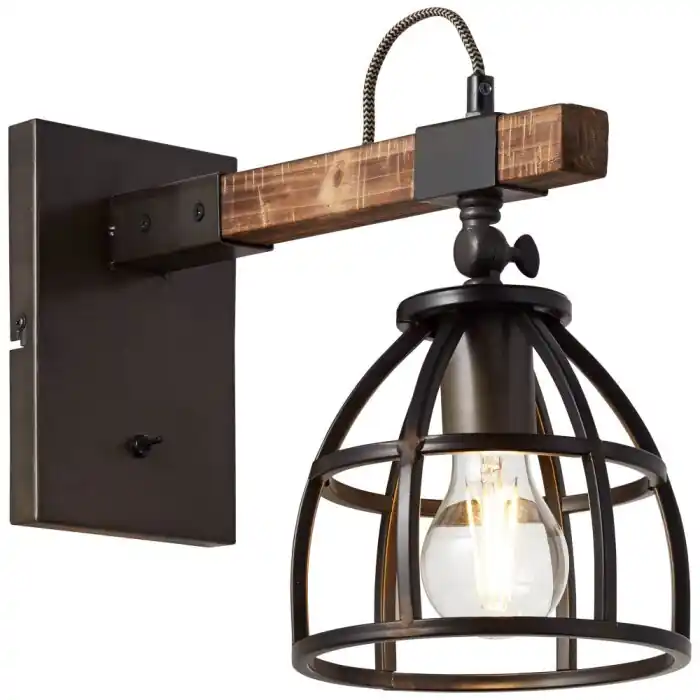 A Buen Precio Aplique Brilliant Matrix Madera oscura, Negro, 1 luz