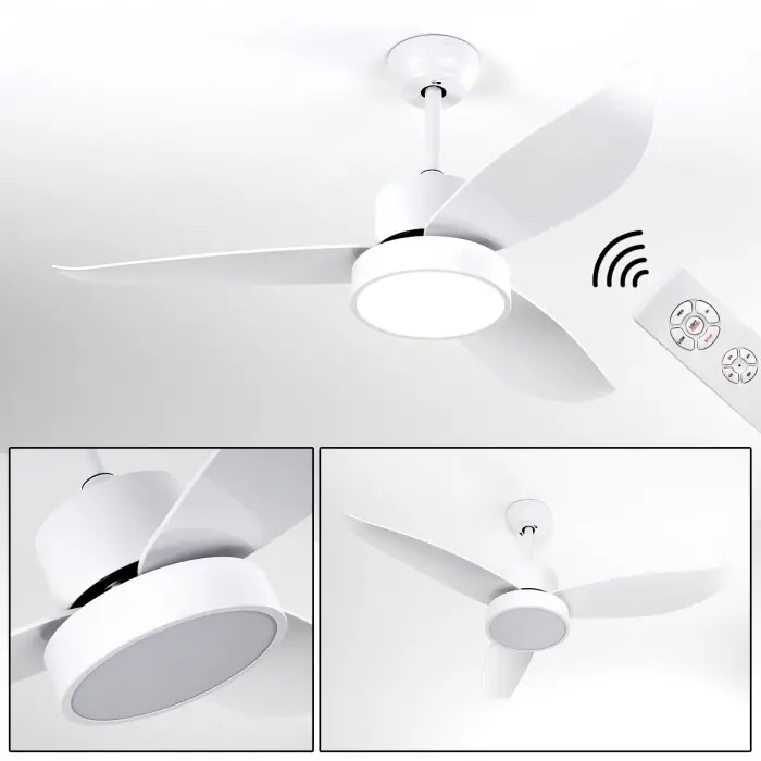 Económico Doha Ventilador de techo LED Blanca, 1 luz, Mando a distancia