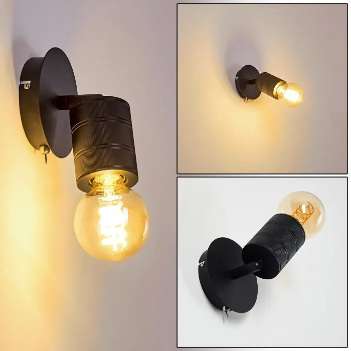 Ajaccio Aplique Negro, 1 luz Oferta Especial