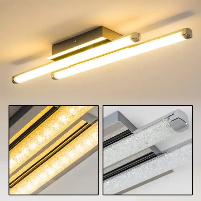 ISKUT Lámpara de Techo LED Cromo, 2 luces Última Versión