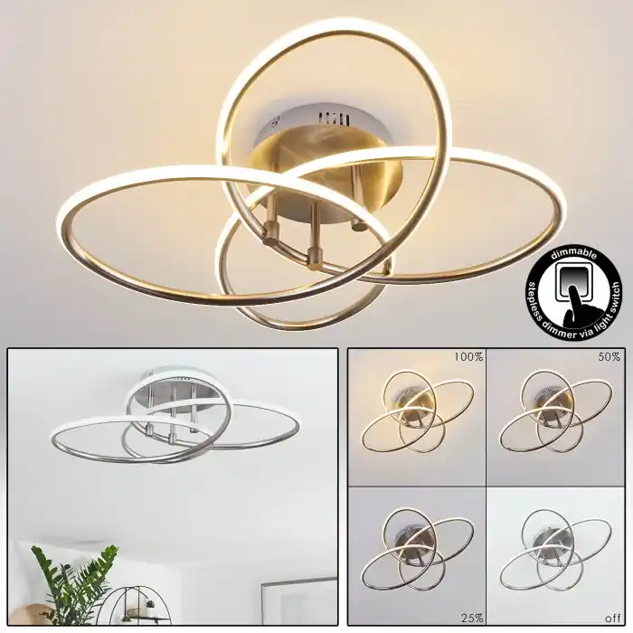 Sucre Lámpara de Techo LED Acero bruñido, 4 luces Popular