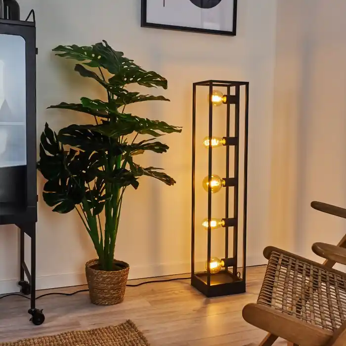 Wick Lámpara de Pie Negro, 5 luces Última Versión
