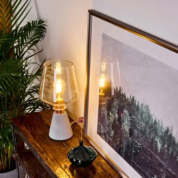 A Buen Precio Jaen Lámpara de mesa Gris, Cobre, 1 luz