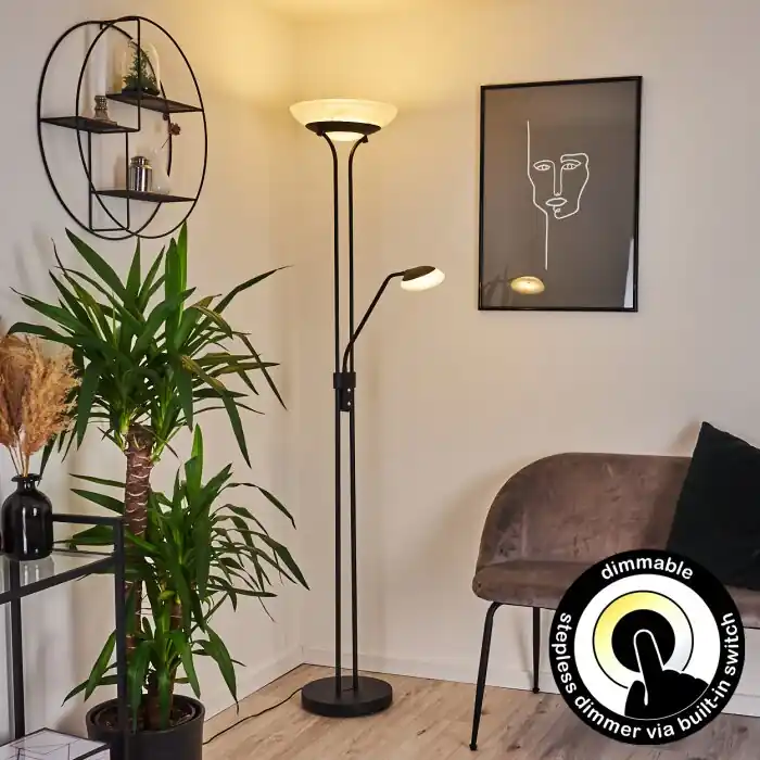 Mairoa Lámpara de Pie LED Negro, 2 luces Envío Exprés