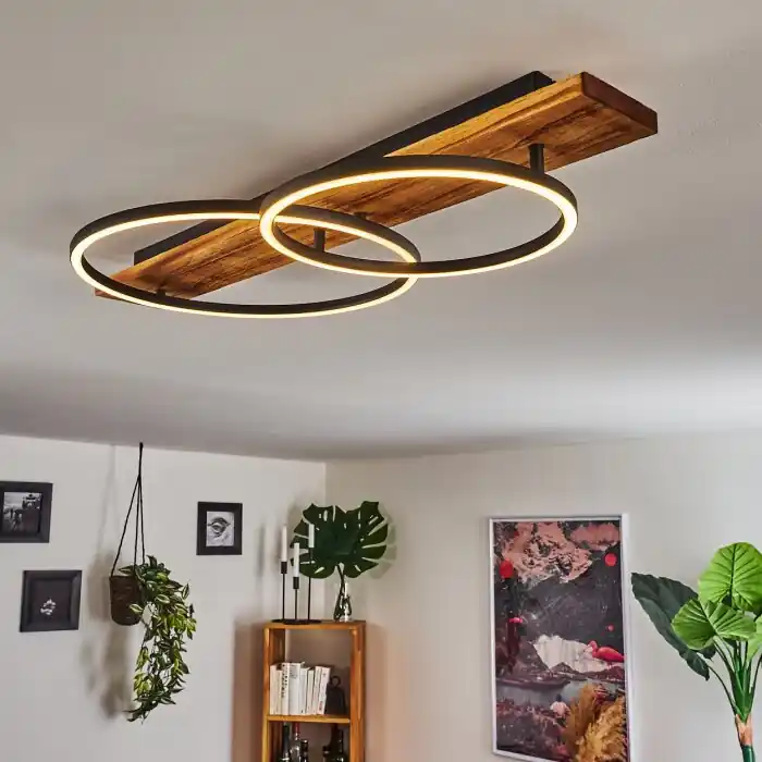 Pompu Lámpara de Techo LED Madera oscura, Negro, 2 luces Alta Calidad