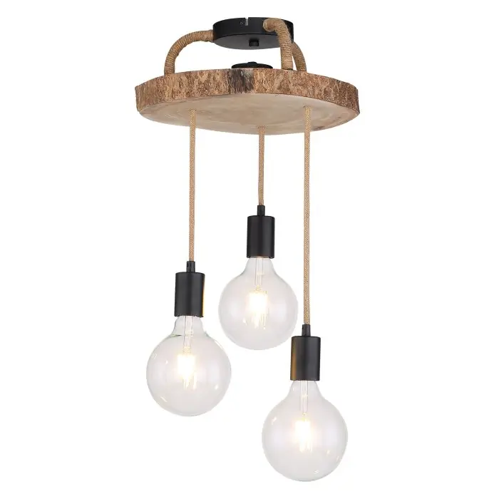 Globo GEORG Lámpara de Techo Madera oscura, Negro, 3 luces Novedad