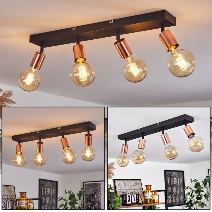 Tulla Lámpara de Techo Cobre, Negro, 4 luces Oferta Flash