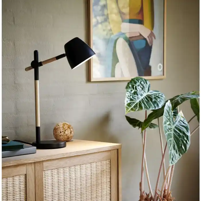 Oferta Especial Nordlux THEO Lámpara de mesa Madera clara, Negro, 1 luz