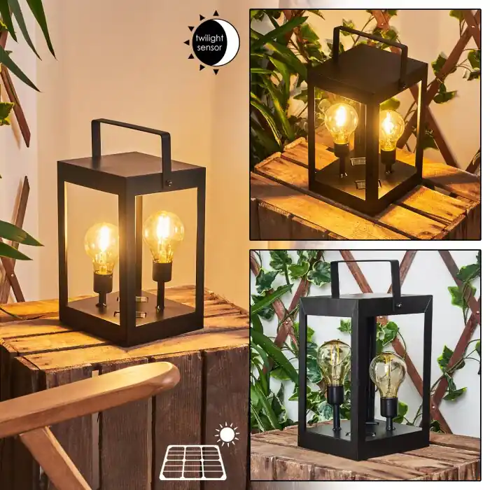 Gran Oferta Sciolze Lámpara solar Negro, Transparente, claro, 2 luces