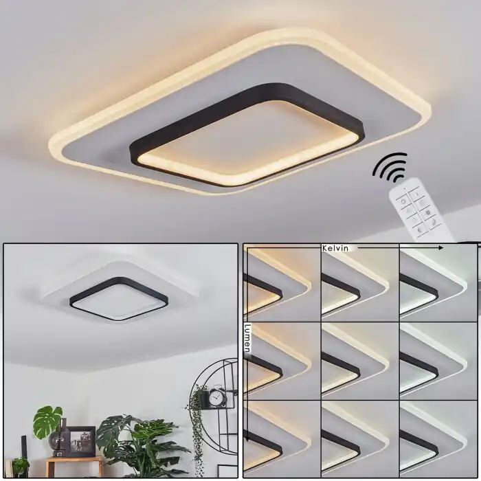 A Buen Precio Andelfingen Lámpara de Techo LED Blanca, 1 luz, Mando a distancia