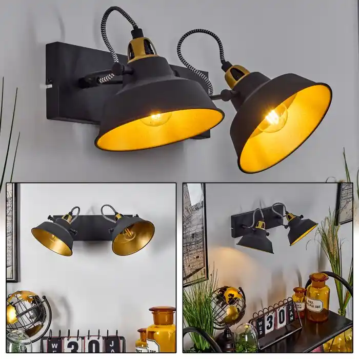 Precio Bajo Llanage Aplique Negro, Blanca, 2 luces