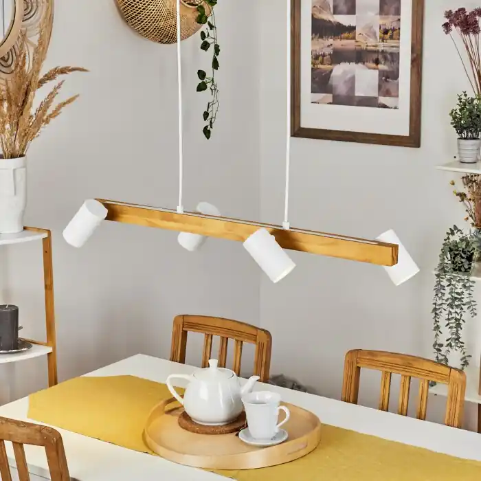 Zuoz Lámpara Colgante Crudo, Blanca, 4 luces Promoción