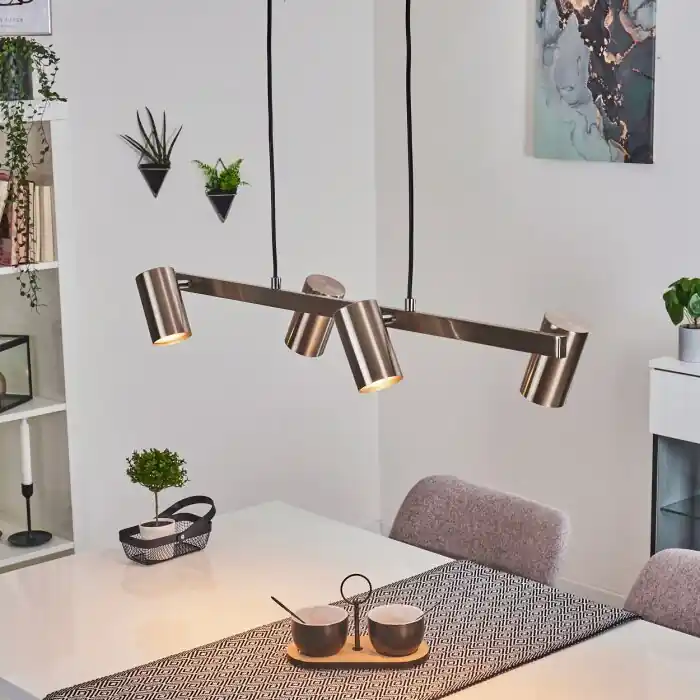 Zuoz Lámpara Colgante Níquel-mate, 4 luces Pago Seguro