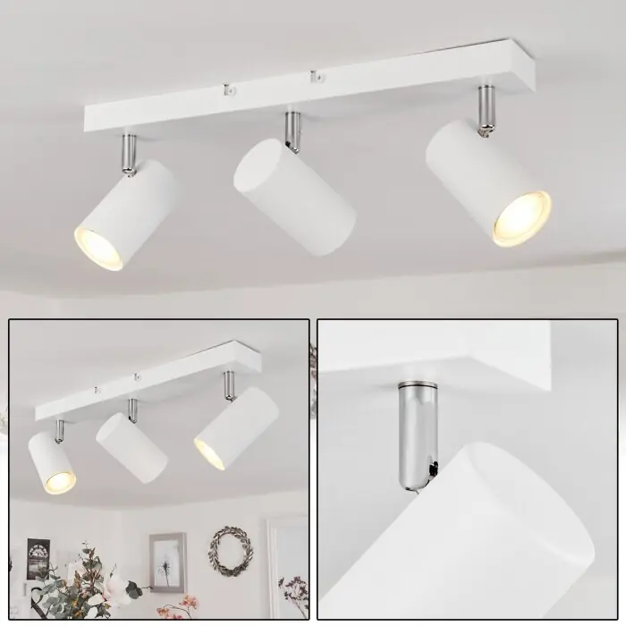 Javel Lámpara de Techo Cromo, Blanca, 3 luces Precio Económico