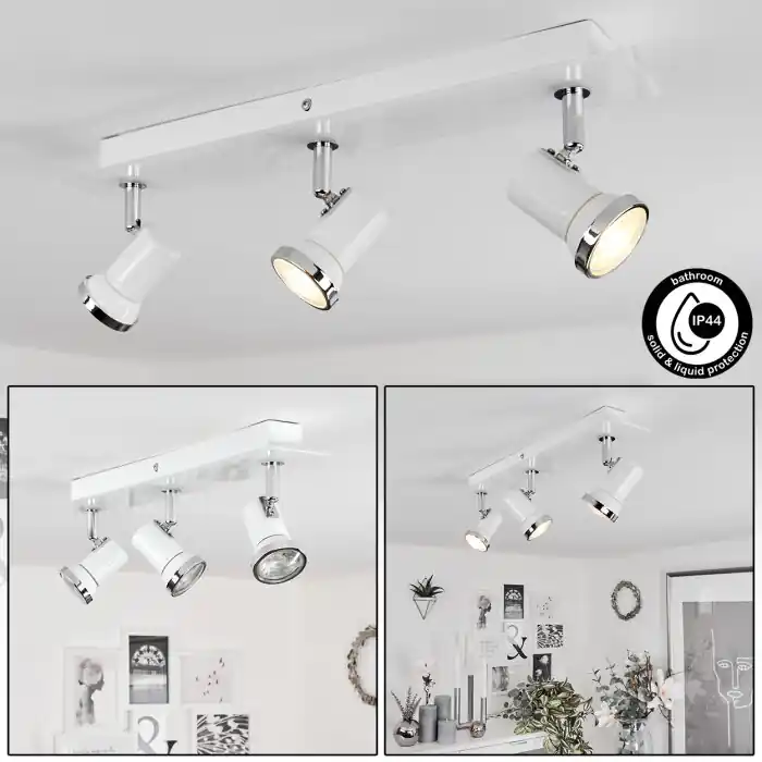 Entrega Rápida Lanrigan Lámpara de Techo LED Cromo, Blanca, 3 luces