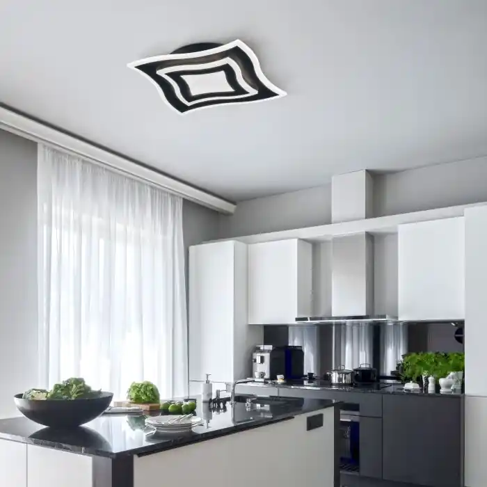Compra Hoy Fischer & Honsel Gorden Lámpara de Techo LED Negro, 1 luz, Mando a distancia