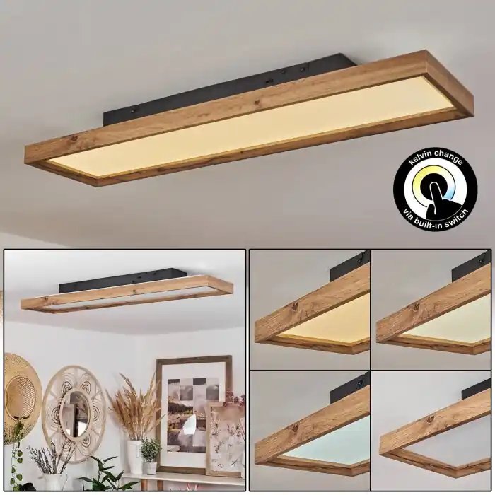 Longvic Lámpara de Techo LED Marrón, Color madera, Negro, 1 luz Bestseller
